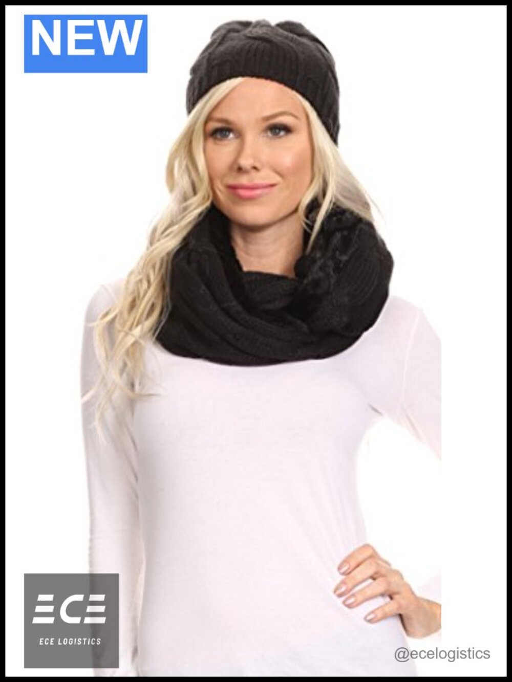 Cable Knit Fur Lined Infinity Scarf and Hat Set